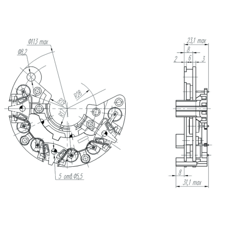 Диодный мост БВО 8-105-02 для B@3 1117-1119 L@DA K@lin@ с ген. 9402-3701-06 14В/85А, пр-во АО Орбита купить недорого с доставкой в Тюмень