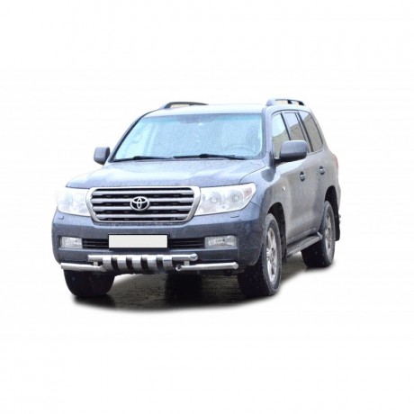 Защита переднего бампера «Труба двойная» Люкс (d63,5) для Toyota Land Cruiser 200 (2007-2011)(Окрашенное) купить недорого с доставкой в Тюмень