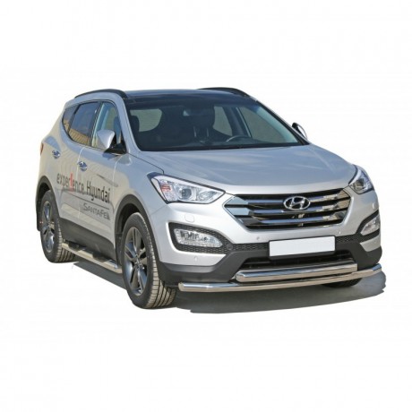 Защита переднего бампера «Труба двойная» (d63,5) для Hyundai Santa Fe (2012-2016)(Окрашенное) купить недорого с доставкой в Тюмень