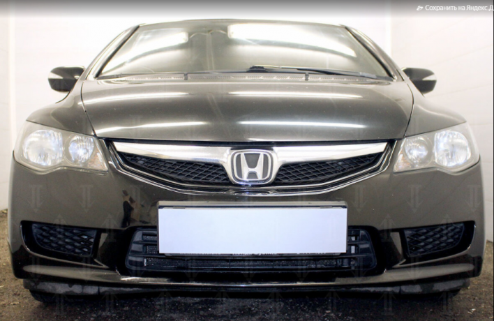 Защита радиатора "Standart 4D" Honda Civic рестайлинг (2009-2012) чёрная купить недорого с доставкой в Тюмень