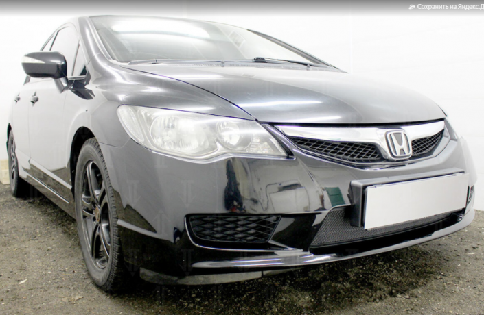 Защита радиатора "Standart 4D" Honda Civic рестайлинг (2009-2012) чёрная купить недорого с доставкой в Тюмень