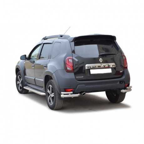 Защита заднего бампера «Уголки двойные» (d63.5) для Renault Duster (2015-н.в.)(Окрашенное) купить недорого с доставкой в Тюмень