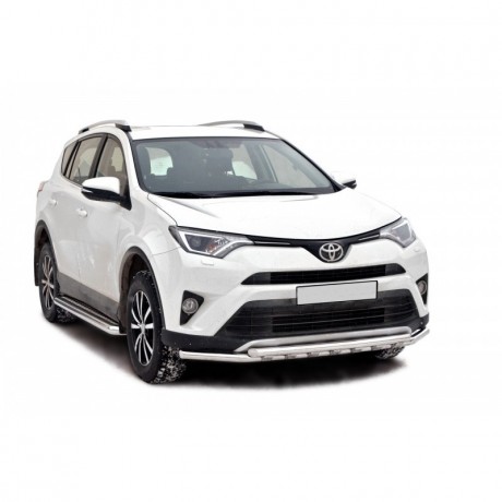 Защита переднего бампера «Труба двойная» (d51) для Toyota RAV4 рестайлинг (2015-н.в.)(Окрашенное) купить недорого с доставкой в Тюмень