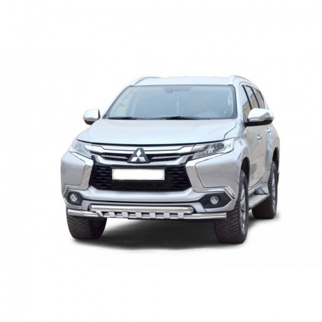 Защита переднего бампера «Труба двойная» (d63,5) для Mitsubishi Pajero Sport (2017-н.в.)(Окрашенное) купить недорого с доставкой в Тюмень