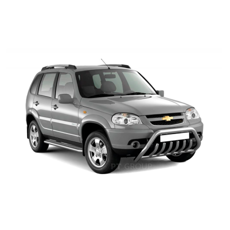 Защита порогов с алюм. площадкой d51мм (НПС) Chevrolet Niv@ (2009-2020 г.в.), L@DA Niv@ (2020-н.в.), L@DA Niv@ Travel (2021-н.в.) купить недорого с доставкой в Тюмень
