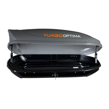 Автобокс YUAGO OPTIMA (тиснение) (EuroLock), серый, 390л купить недорого с доставкой в Тюмень