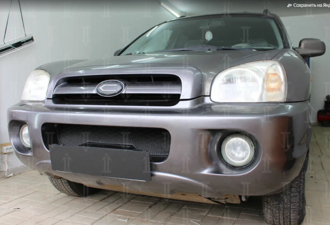 Защита радиатора "Standart" Hyundai Santa Fe (2000-2006) верх, чёрная купить недорого с доставкой в Тюмень