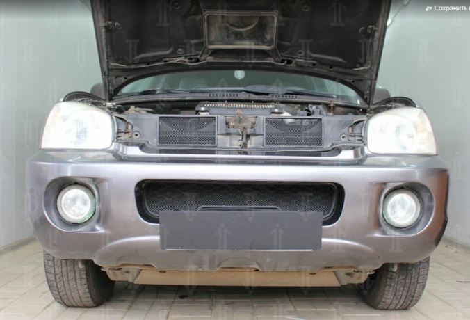 Защита радиатора "Standart" Hyundai Santa Fe (2000-2006) верх, чёрная купить недорого с доставкой в Тюмень