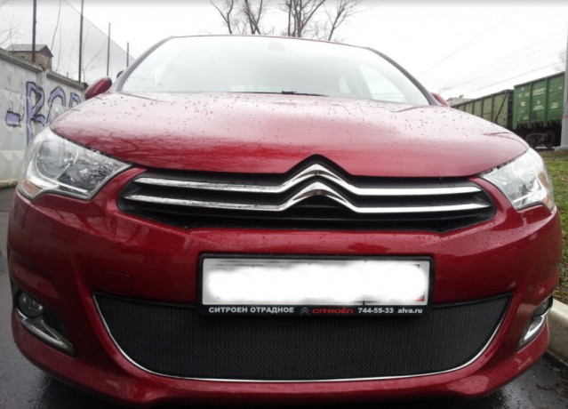 Защита радиатора "Standart" Citroen C4 (2010-2015) чёрная купить недорого с доставкой в Тюмень