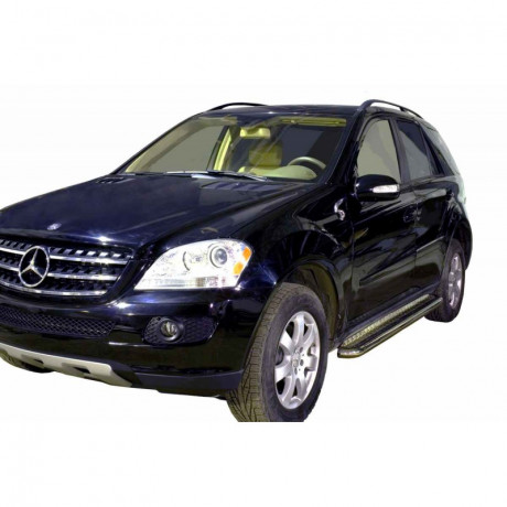 Защита порогов с алюминиевым листом (d63,5) для Mercedes-Benz ML 320/350 (2005-2008)(Окрашенное) купить недорого с доставкой в Тюмень