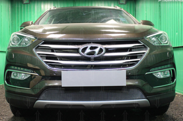 Защита радиатора "Standart" Hyundai Santa Fe (2015-2018) чёрная купить недорого с доставкой в Тюмень