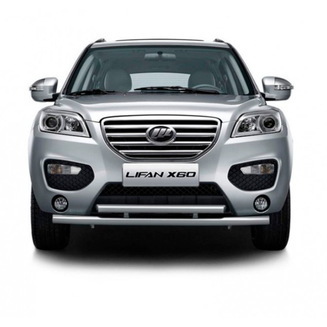 Защита переднего бампера двойная d63/51мм (НПС) Lifan X60 (2012-2016 г.в.) купить недорого с доставкой в Тюмень