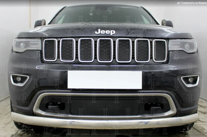 Защита радиатора "Standart" Jeep Grand Cherokee (2018-н.в.) верх, чёрная купить недорого с доставкой в Тюмень