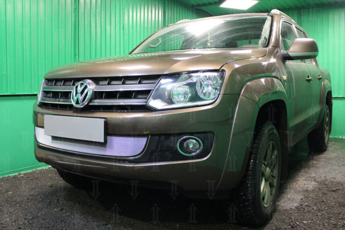 Защита радиатора "Standart" Volkswagen Amarok (2010-2016) 3 ребра жесткости, хром купить недорого с доставкой в Тюмень