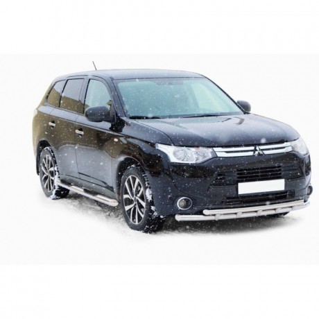 Защита порогов «Труба с проступью» (d76) для Mitsubishi Outlander (2014-2016)(Окрашенное) купить недорого с доставкой в Тюмень