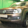 Защита радиатора "Standart" Volkswagen Amarok (2010-2016) 3 ребра жесткости, чёрная купить недорого с доставкой в Тюмень