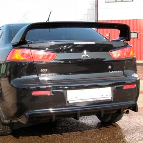 Диффузор заднего бампера "2.0L" (шагрень, без вырезов) для Mitsubishi Lancer 10 (2007-2016) купить недорого с доставкой в Тюмень