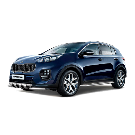 Защита переднего бампера двойная с зубьями d63/63мм KIA Sportage (2016-н.в.) купить недорого с доставкой в Тюмень