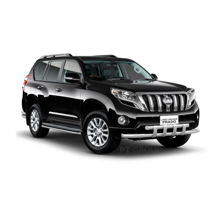 Защита переднего бампера двойная с пластинами d63/63мм (НПС) Toyota Land Cruiser Prado 150 (2013-2016 г.в.) купить недорого с доставкой в Тюмень