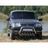 Кенгурин с дополнительной защитой двигателя «Низкий» (d63.5) B@3 2123 "Chevrolet Niv@", нержавеющая сталь купить недорого с доставкой в Тюмень