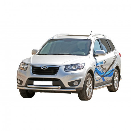 Защита переднего бампера «Труба двойная» (d63,5) для Hyundai Santa Fe (2010-2012)(Окрашенное) купить недорого с доставкой в Тюмень