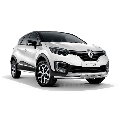 Защита переднего бампера двойная с пластинами d63/63мм (НПС) RENAULT Kaptur (2016-н.в.) купить недорого с доставкой в Тюмень