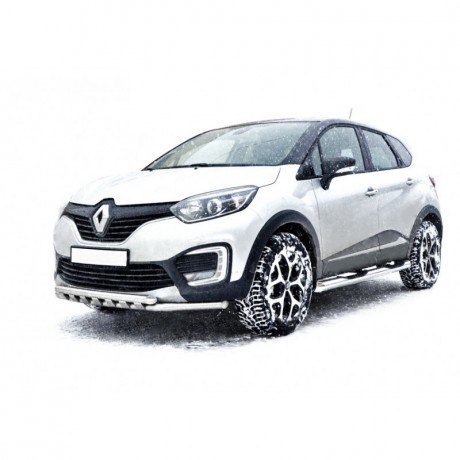 Защита порогов «Труба с проступью» (d76) для Renault Kaptur (2016-н.в.)(Окрашенное) купить недорого с доставкой в Тюмень
