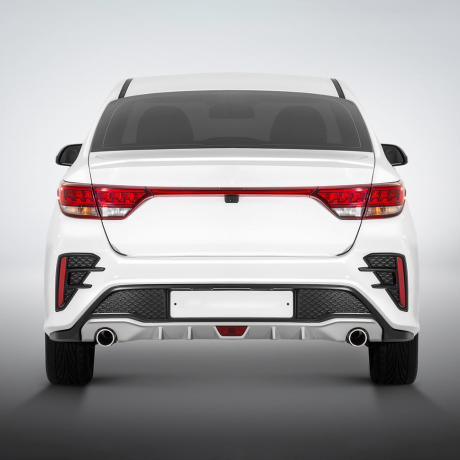 Бампер задний "ROTOR" для Kia Rio (2017-2020) под раздвоенный глушитель купить недорого с доставкой в Тюмень