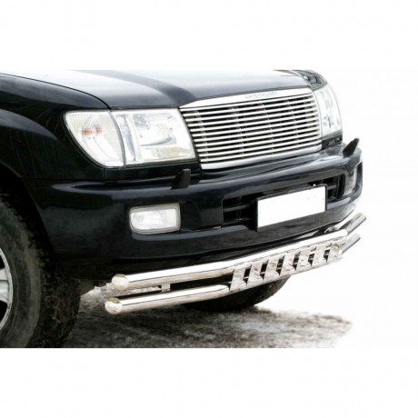 Защита переднего бампера «Труба двойная супер» (d63,5) для Toyota Land Cruiser 100 (1998-2007)(Окрашенное) купить недорого с доставкой в Тюмень