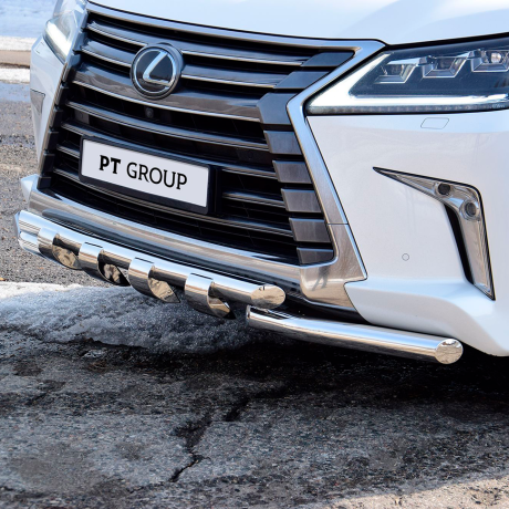 Защита переднего бампера двойная с зубьями d63/63мм (НПС) LEXUS 450D (2015-н.в.) купить недорого с доставкой в Тюмень