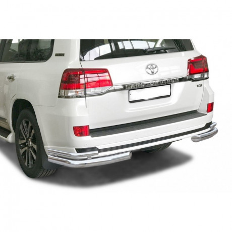 Защита заднего бампера «Уголки двойные» (d76) для Toyota Land Cruiser 200 Executive Lounge (2018-н.в.)(Окрашенное) купить недорого с доставкой в Тюмень