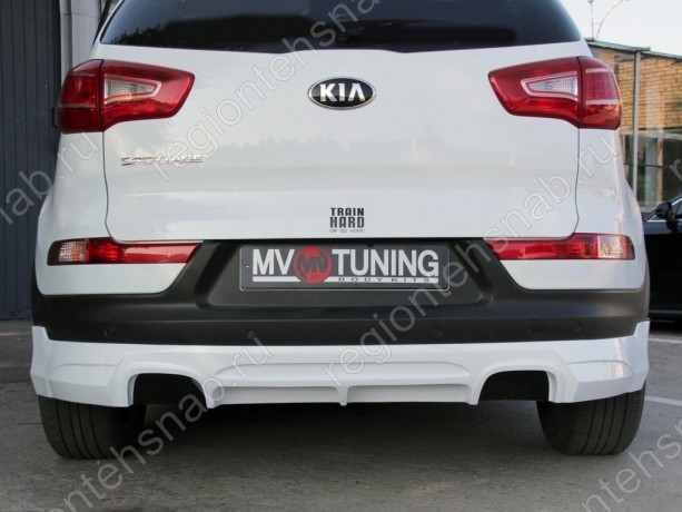 Накладка (юбка) заднего бампера "JSW Style" для KIA Sportage (3rd) (2010-2016) купить недорого с доставкой в Тюмень
