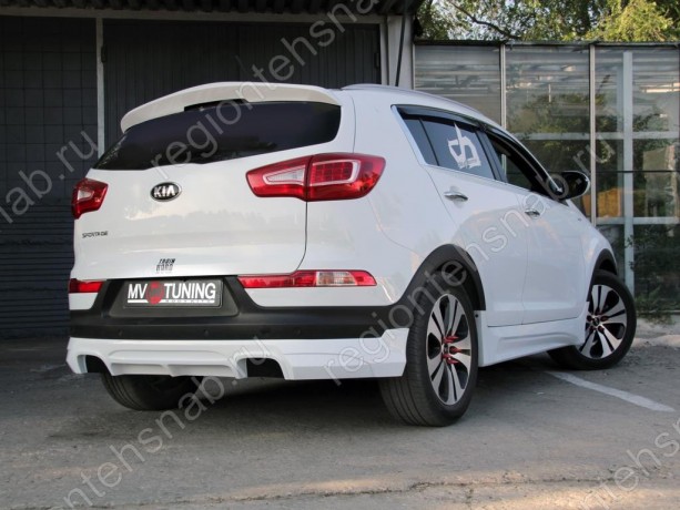Накладка (юбка) заднего бампера "JSW Style" для KIA Sportage (3rd) (2010-2016) купить недорого с доставкой в Тюмень