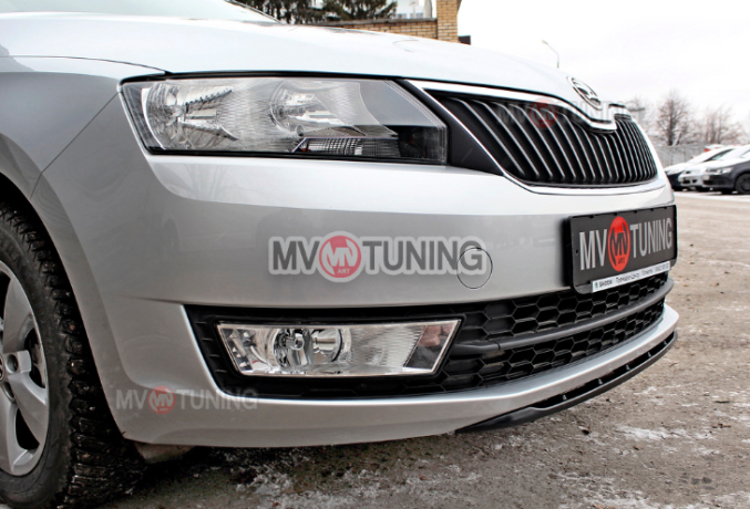Спойлер переднего бампера (под покраску) для Skoda Rapid (2012-н.в.) купить недорого с доставкой в Тюмень