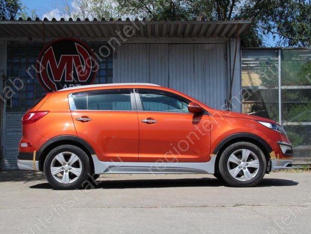 Накладки на пороги "JSW Style" для KIA Sportage (3rd) (2010-2016) купить недорого с доставкой в Тюмень